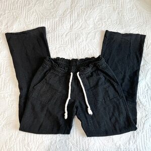 Roxy Oceanside Black Linen Blend Beach Pants Size XS